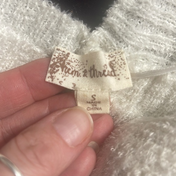 Hem & Thread white with black stripes sweater V front & back neck, SUPER SOFT - Picture 2 of 7